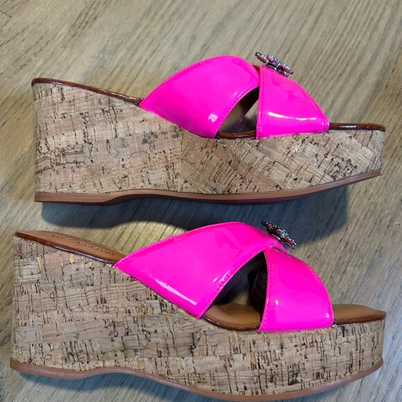 Nina Gelardi Resort Style Platform Sandal Size 7 - Handmade Leather & Cork Shoe - Picture 2 of 6